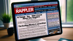 Manila News Photo - A close-up illustrative image focusing on the computer screen displaying the fictional version of Rappler.com with boring stories. The image should zo4