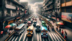 SC99FE~1 Manila's Jeepneys Go Electric: City Grapples with Silent Traffic Chaos