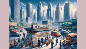 Bustling newsstand in the heart of Makati, capturing the essence of this dynamic financial and business hub Makati News: Bustling newsstand in the heart of Makati, capturing the essence of this dynamic financial and business hub