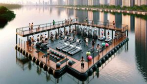 Mandaluyong iew of one of the floating fitness gyms in Mandaluyong, Philippines, focusing on the details of the gym's design and the fitness a3