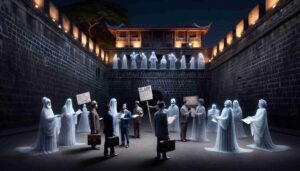 Manila News Intelligencer scene within the historic walls of Intramuros, Manila, where ghosts of historical figures have come to life, humorously12 Manila News Intelligencer scene within the historic walls of Intramuros, Manila, where ghosts of historical figures have come to life, humorously12