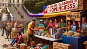 Screw the News Photo A satirical, wide aspect scene depicting the American Congress as poor and homeless, with the Philippine community organizing fundraisers to help. The crop11