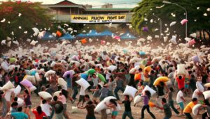 Screw the News Photo Las Piñas' Annual Pillow Fight Day, a unique event where residents settle their disputes in a soft and fluffy manner. The wide aspect ratio 12 Screw the News Photo Las Piñas' Annual Pillow Fight Day, a unique event where residents settle their disputes in a soft and fluffy manner. The wide aspect ratio 12