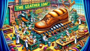 Manila New -- A vibrant and detailed illustrative style image depicting Marikina's footwear factories branching out into food, introducing 'The Leather Loaf.' The s1 Manila New -- A vibrant and detailed illustrative style image depicting Marikina's footwear factories branching out into food, introducing 'The Leather Loaf.' The s1