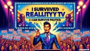 Manila News -- A fun and insightful image depicting a famous Asian actor, now turned politician, running for mayor with the campaign slogan 'I 1