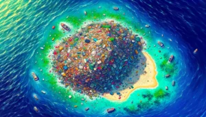 Manila News - A vivid illustration resembling a satellite image of 'Manila's New Tourist Attraction The Great Garbage Reef'. From a high-altitude perspective, the (1)