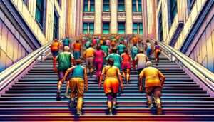 Manila News Photo -- A closeup, vibrant , and detailed illustration focusing on the individuals climbing the grand staircase of San Juan's staircase hospital. The image zoo2 Manila News Photo -- A closeup, vibrant , and detailed illustration focusing on the individuals climbing the grand staircase of San Juan's staircase hospital. The image zoo2