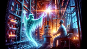 Manila News Photo - close-up, vibrant, and detailed illustrative style image focusing on the interaction between the ghostly figures and the energy-harnessing eq2