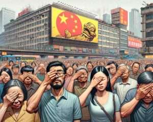 Manila News Photo - image showing Chinese propaganda in Manila, Philippines, focusing on the reactions of the local people. The scene sho2