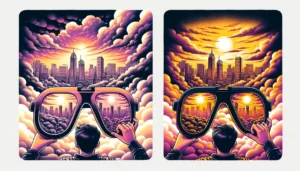 Manila News -- Two fun and urban illustrative images for a faux product line titled 'Smog-Tinted Glasses Seeing Manila in a New Light'. The first image shoul1