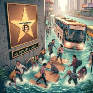 reality TV star Gets Star on Walk of Fame, Commuters Use It as Stepping Stone During Floods (1) reality TV star Gets Star on Walk of Fame, Commuters Use It as Stepping Stone During Floods (1)