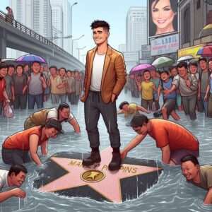 reality TV star Gets Star on Walk of Fame, Commuters Use It as Stepping Stone During Floods (4) reality TV star Gets Star on Walk of Fame, Commuters Use It as Stepping Stone During Floods (4)