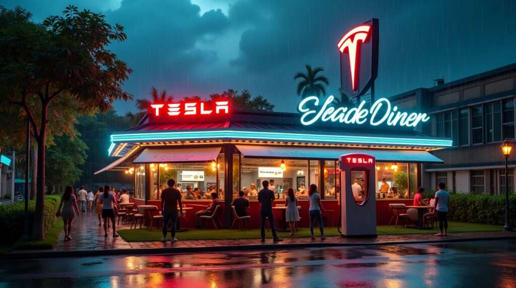 Tesla Brings Retro-Futuristic Diner to Manila: Where Charging Stations Meet Karaoke and Monsoon Season
