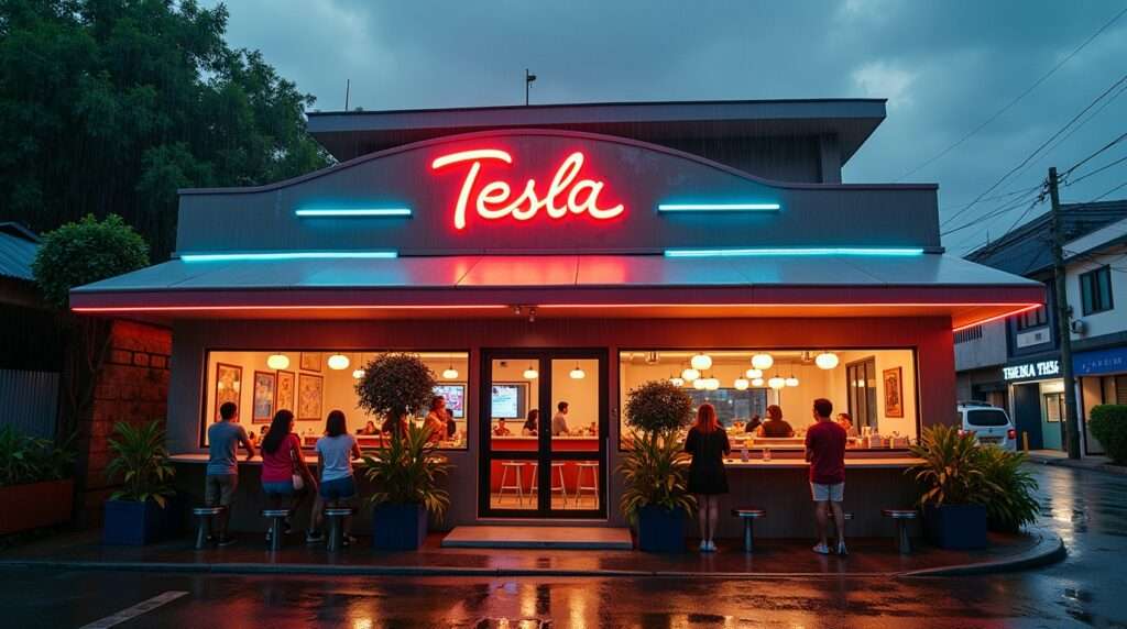 Tesla Brings Retro-Futuristic Diner to Manila: Where Charging Stations Meet Karaoke and Monsoon Season