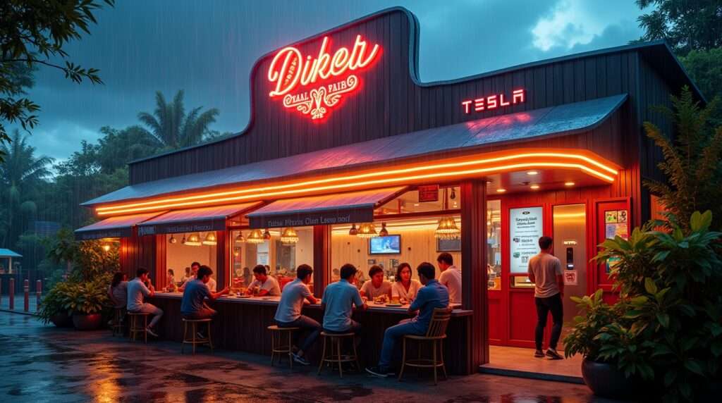 Tesla Brings Retro-Futuristic Diner to Manila: Where Charging Stations Meet Karaoke and Monsoon Season